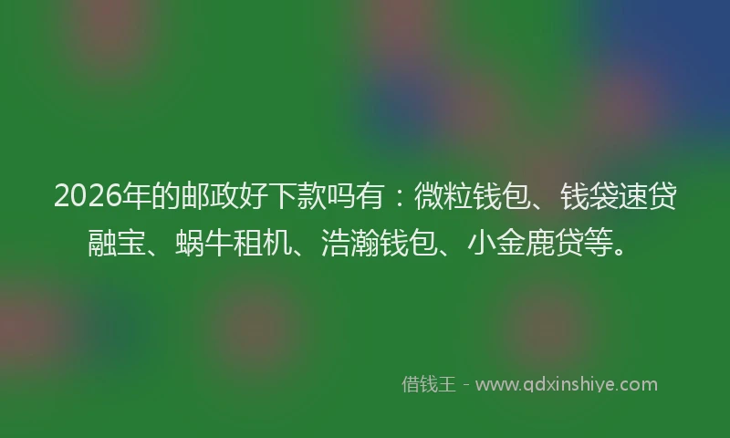 2026年的邮政好下款吗有:微粒钱包、钱袋速贷融宝、蜗牛租机、浩瀚钱包、小金鹿贷等。