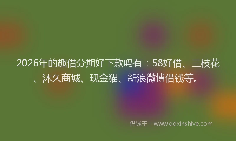 2026年的趣借分期好下款吗有：58好借、三枝花、沐久商城、现金猫、新浪微博借钱等。