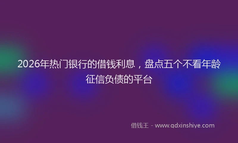 2026年热门银行的借钱利息，盘点五个不看年龄征信负债的平台