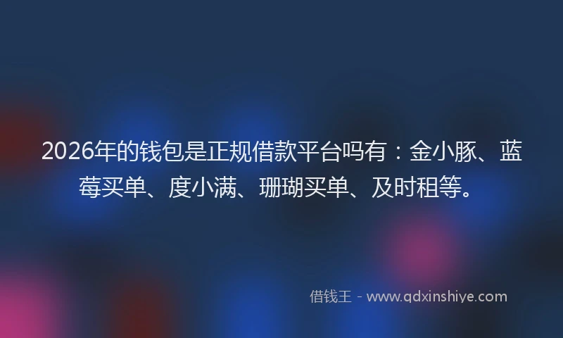 2026年的钱包是正规借款平台吗有：金小豚、蓝莓买单、度小满、珊瑚买单、及时租等。