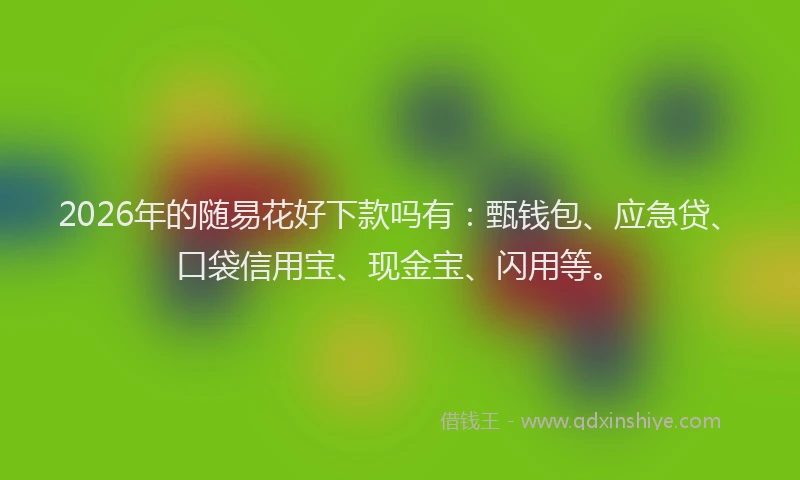 2026年的随易花好下款吗有：甄钱包、应急贷、口袋信用宝、现金宝、闪用等。