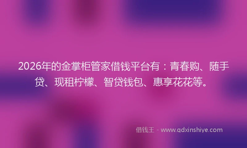 2026年的金掌柜管家借钱平台有：青春购、随手贷、现租柠檬、智贷钱包、惠享花花等。