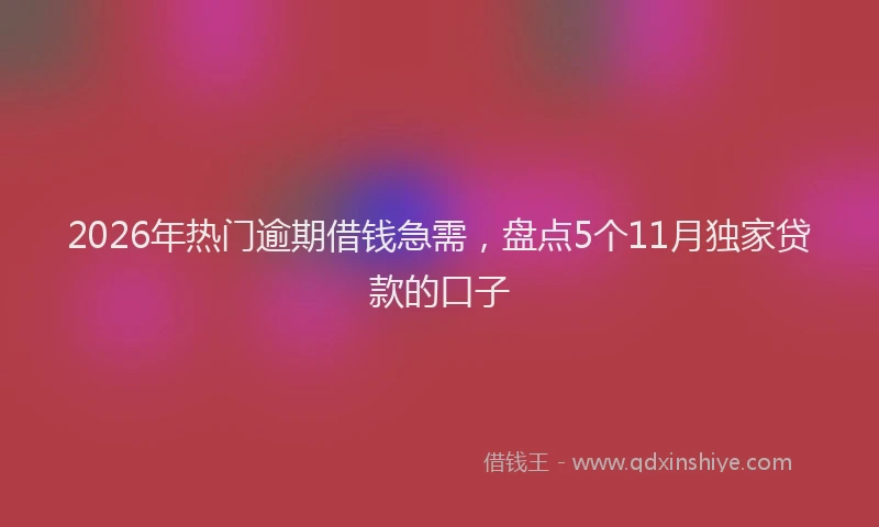 2026年热门逾期借钱急需，盘点5个11月独家贷款的口子