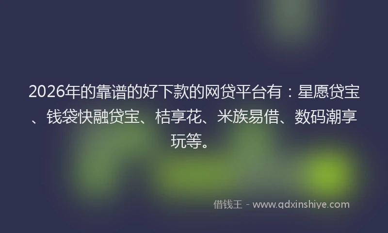 2026年的靠谱的好下款的网贷平台有:星愿贷宝、钱袋快融贷宝、桔享花、米族易借、数码潮享玩等。