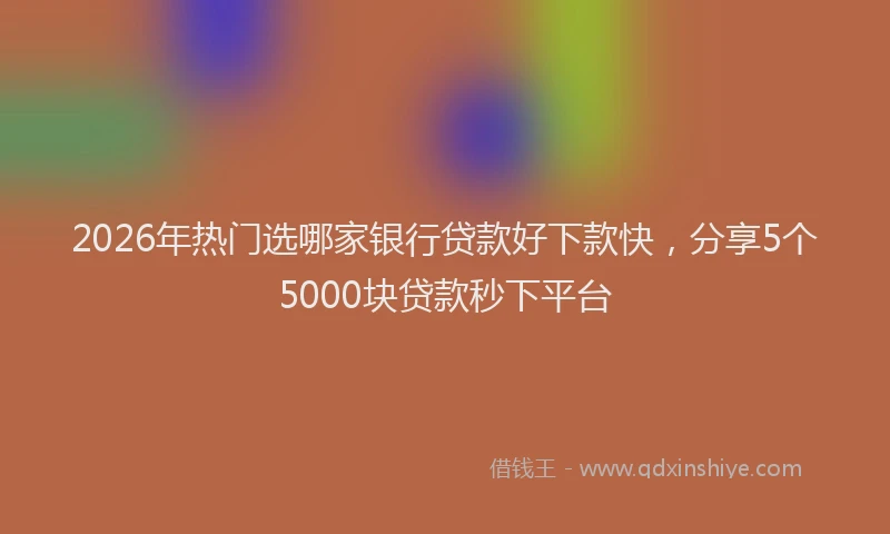 2026年热门选哪家银行贷款好下款快，分享5个5000块贷款秒下平台