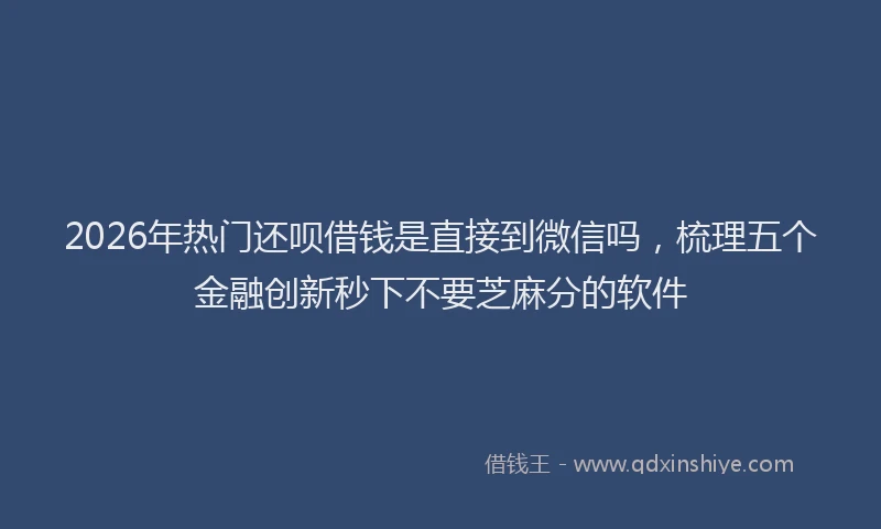 2026年热门还呗借钱是直接到微信吗，梳理五个金融创新秒下不要芝麻分的软件