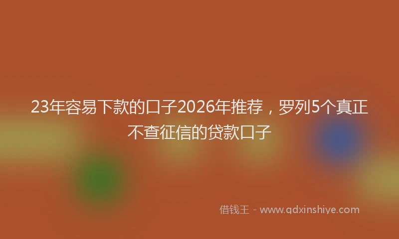 23年容易下款的口子2026年推荐，罗列5个真正不查征信的贷款口子