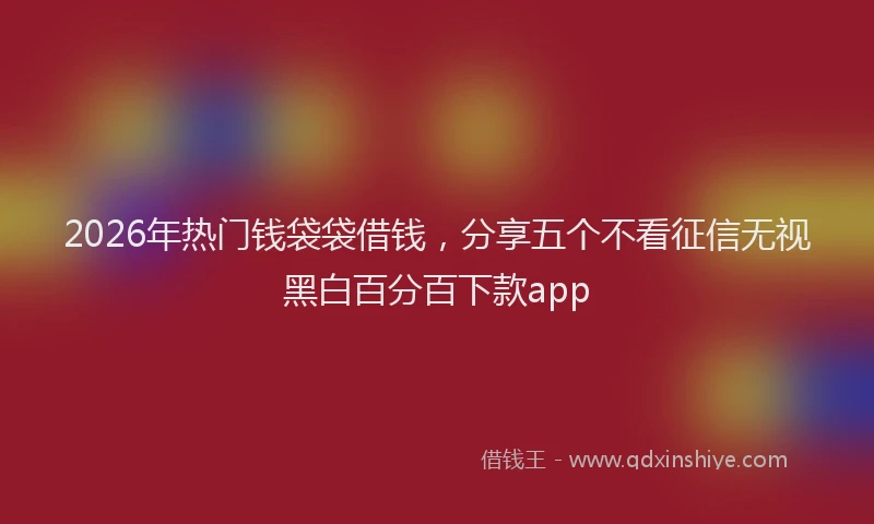 2026年热门钱袋袋借钱，分享五个不看征信无视黑白百分百下款app