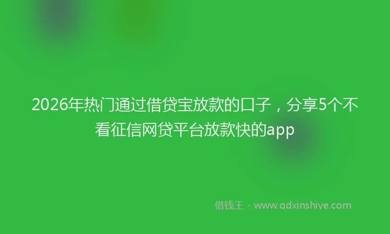 2026年热门通过借贷宝放款的口子，分享5个不看征信网贷平台放款快的app