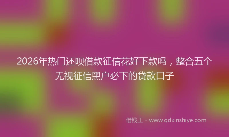 2026年热门还呗借款征信花好下款吗，整合五个无视征信黑户必下的贷款口子