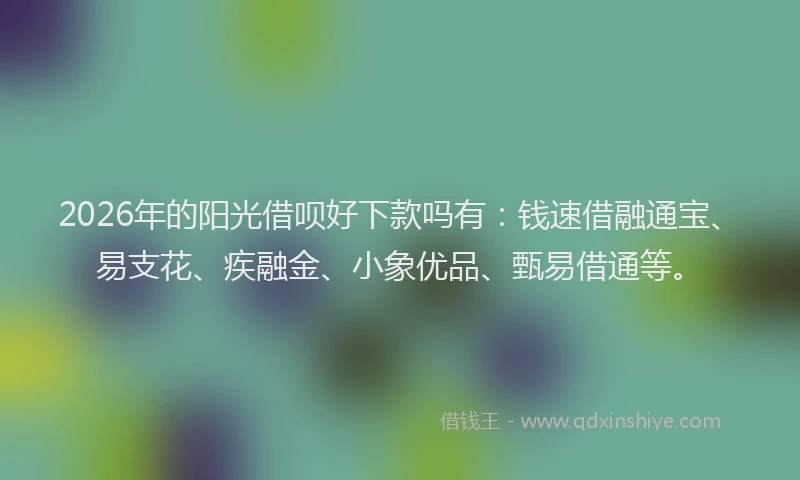 2026年的阳光借呗好下款吗有：钱速借融通宝、易支花、疾融金、小象优品、甄易借通等。
