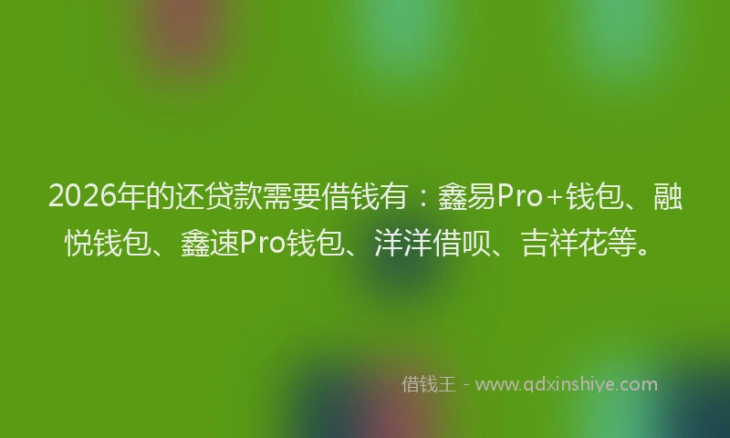 2026年的还贷款需要借钱有：鑫易Pro+钱包、融悦钱包、鑫速Pro钱包、洋洋借呗、吉祥花等。