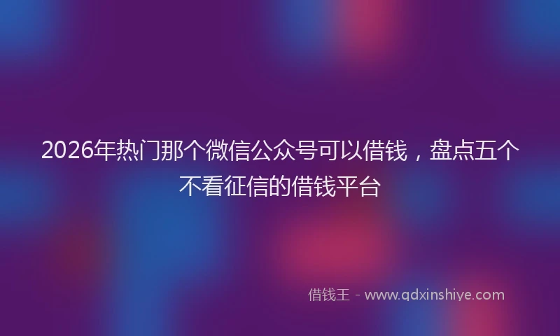 2026年热门那个微信公众号可以借钱,盘点五个不看征信的借钱平台
