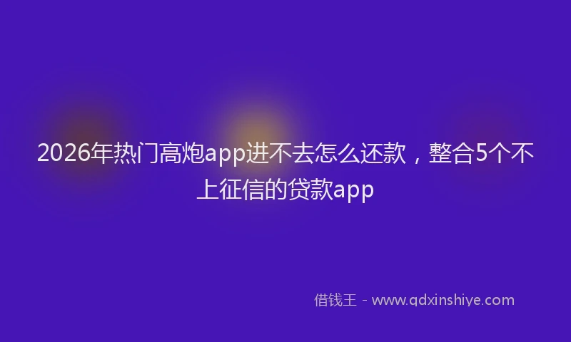 2026年热门高炮app进不去怎么还款，整合5个不上征信的贷款app