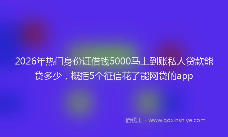 2026年热门身份证借钱5000马上到账私人贷款能贷多少，概括5个征信花了能网贷的app