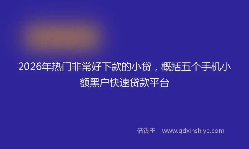 2026年热门非常好下款的小贷,概括五个手机小额黑户快速贷款平台
