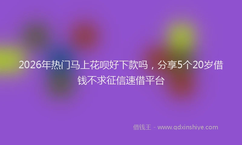 2026年热门马上花呗好下款吗，分享5个20岁借钱不求征信速借平台