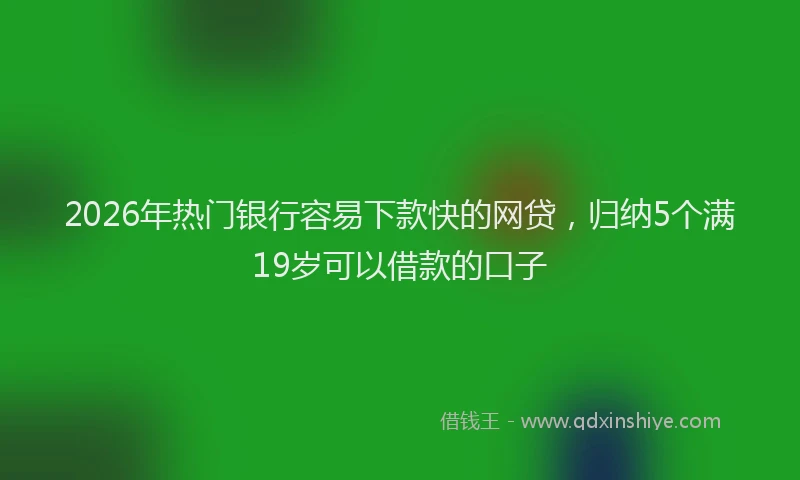 2026年热门银行容易下款快的网贷，归纳5个满19岁可以借款的口子