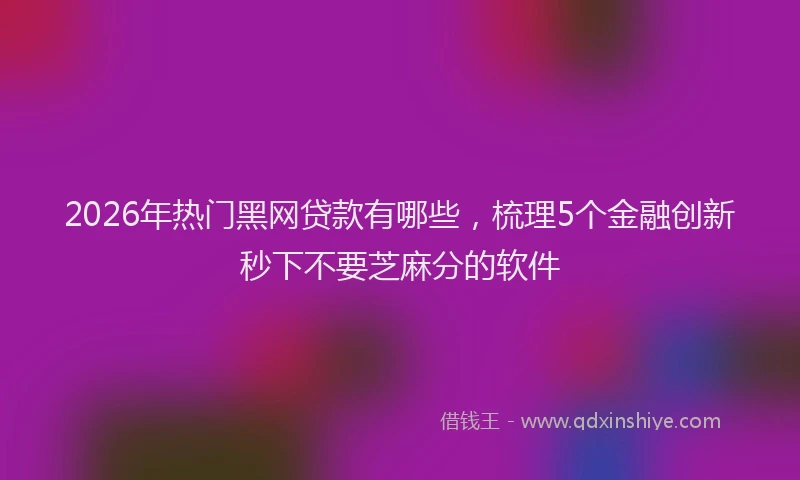 2026年热门黑网贷款有哪些，梳理5个金融创新秒下不要芝麻分的软件