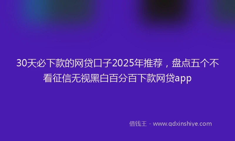 30天必下款的网贷口子2025年推荐，盘点五个不看征信无视黑白百分百下款网贷app