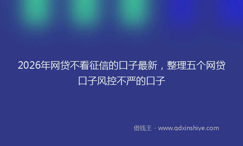 2026年网贷不看征信的口子最新，整理五个网贷口子风控不严的口子