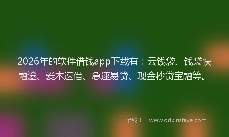 2026年的软件借钱app下载有：云钱袋、钱袋快融途、爱木速借、急速易贷、现金秒贷宝融等。