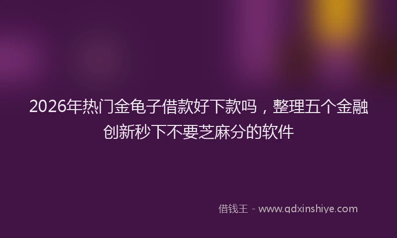 2026年热门金龟子借款好下款吗，整理五个金融创新秒下不要芝麻分的软件