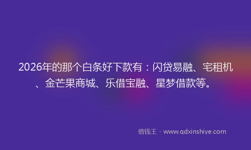 2026年的那个白条好下款有:闪贷易融、宅租机、金芒果商城、乐借宝融、星梦借款等。