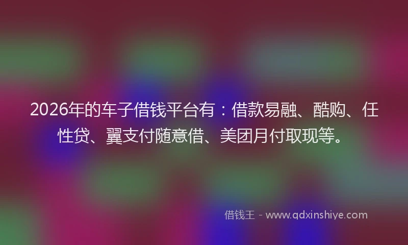 2026年的车子借钱平台有：借款易融、酷购、任性贷、翼支付随意借、美团月付取现等。