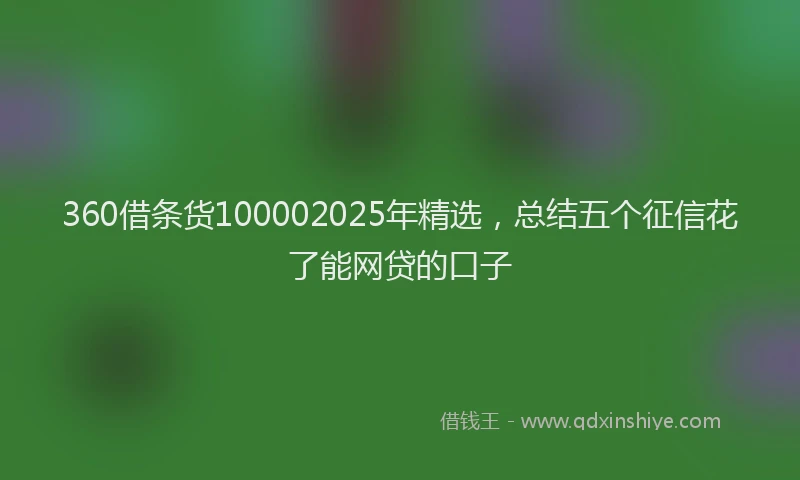 360借条货100002025年精选，总结五个征信花了能网贷的口子
