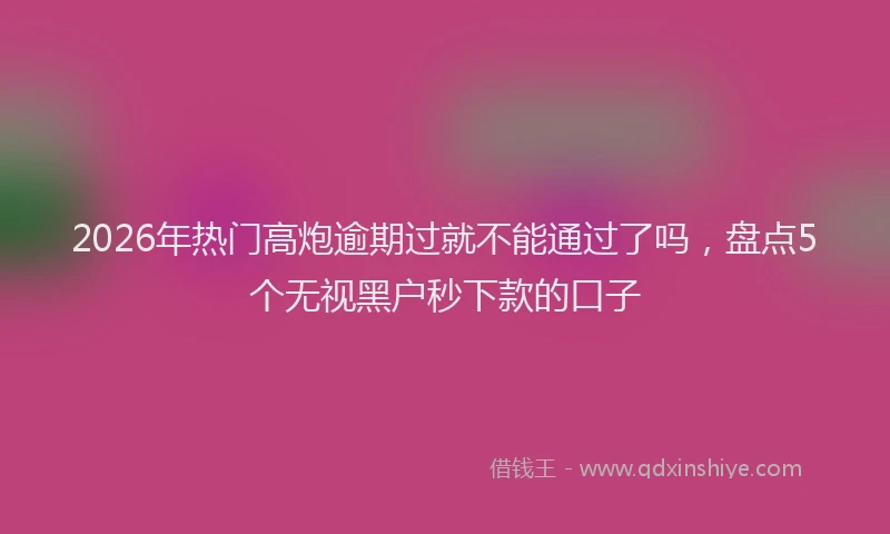 2026年热门高炮逾期过就不能通过了吗，盘点5个无视黑户秒下款的口子