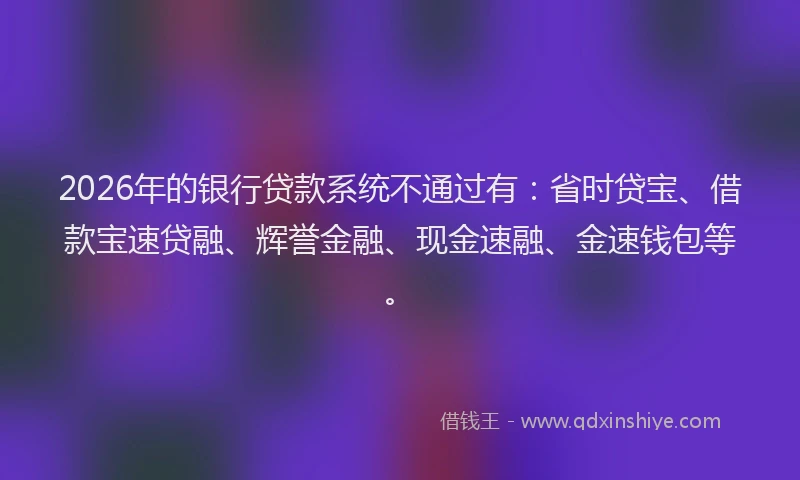 2026年的银行贷款系统不通过有：省时贷宝、借款宝速贷融、辉誉金融、现金速融、金速钱包等。