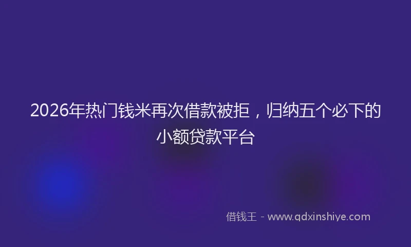 2026年热门钱米再次借款被拒，归纳五个必下的小额贷款平台