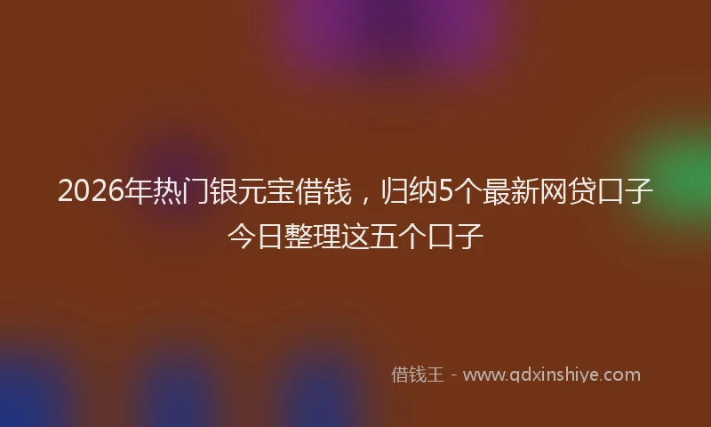 2026年热门银元宝借钱，归纳5个最新网贷口子今日整理这五个口子