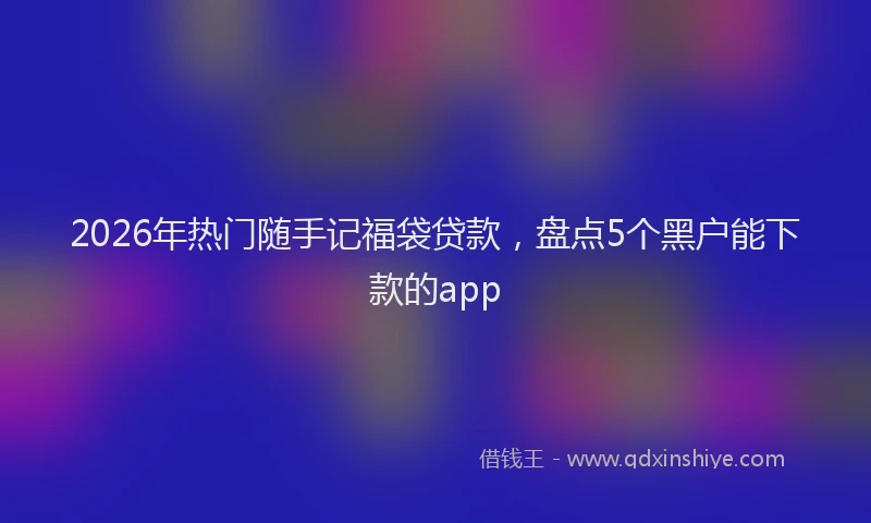 2026年热门随手记福袋贷款，盘点5个黑户能下款的app