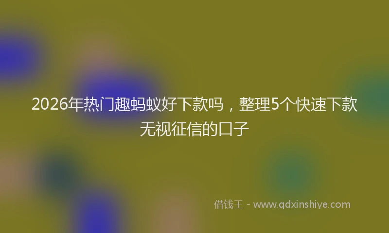 2026年热门趣蚂蚁好下款吗，整理5个快速下款无视征信的口子