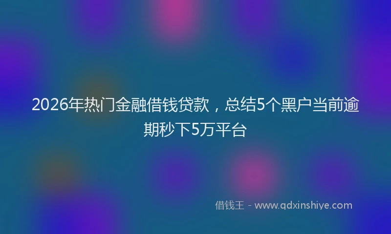 2026年热门金融借钱贷款，总结5个黑户当前逾期秒下5万平台