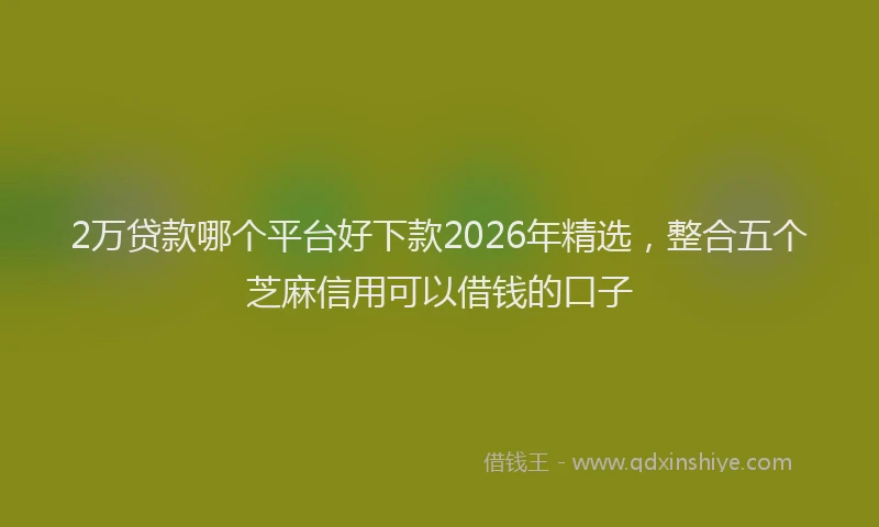 2万贷款哪个平台好下款2026年精选，整合五个芝麻信用可以借钱的口子