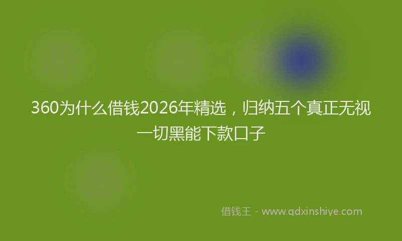 360为什么借钱2026年精选，归纳五个真正无视一切黑能下款口子
