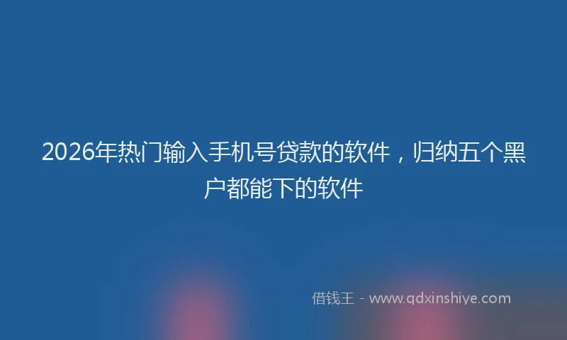 2026年热门输入手机号贷款的软件,归纳五个黑户都能下的软件