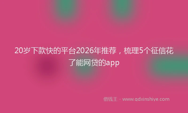 20岁下款快的平台2026年推荐，梳理5个征信花了能网贷的app