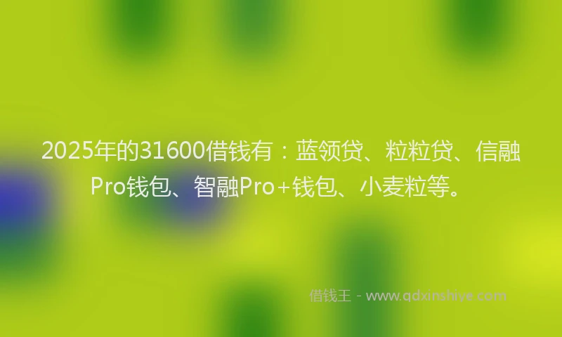 2025年的31600借钱有：蓝领贷、粒粒贷、信融Pro钱包、智融Pro+钱包、小麦粒等。