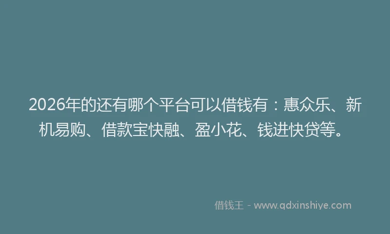 2026年的还有哪个平台可以借钱有：惠众乐、新机易购、借款宝快融、盈小花、钱进快贷等。