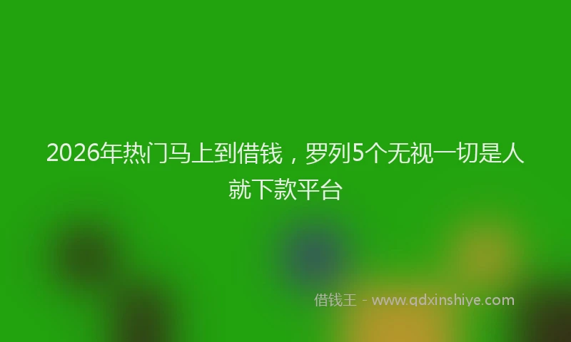 2026年热门马上到借钱，罗列5个无视一切是人就下款平台