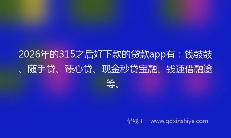 2026年的315之后好下款的贷款app有：钱鼓鼓、随手贷、臻心贷、现金秒贷宝融、钱速借融途等。