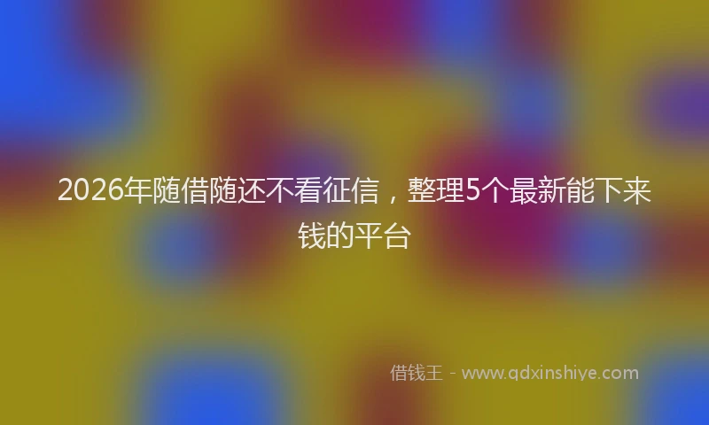 2026年随借随还不看征信，整理5个最新能下来钱的平台