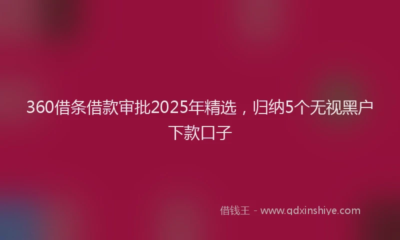 360借条借款审批2025年精选，归纳5个无视黑户下款口子