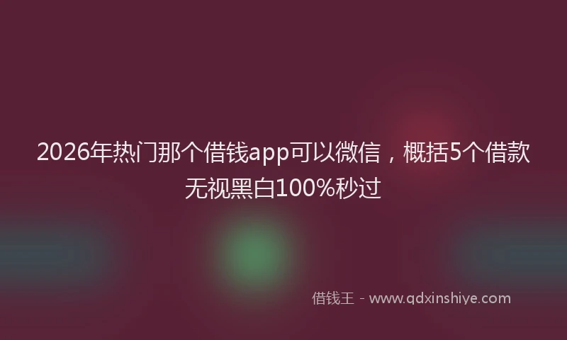 2026年热门那个借钱app可以微信,概括5个借款无视黑白100%秒过