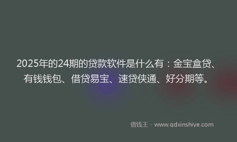 2025年的24期的贷款软件是什么有：金宝盒贷、有钱钱包、借贷易宝、速贷侠通、好分期等。
