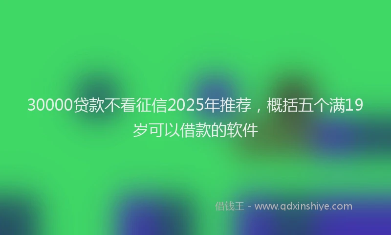 30000贷款不看征信2025年推荐，概括五个满19岁可以借款的软件